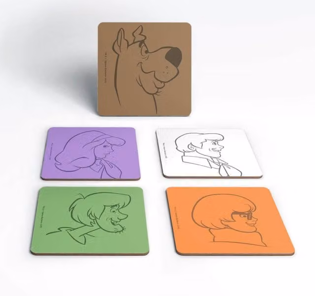 Scooby Doo The Gang Multicolour Wood and Cork Coaster Set, 4 Pack