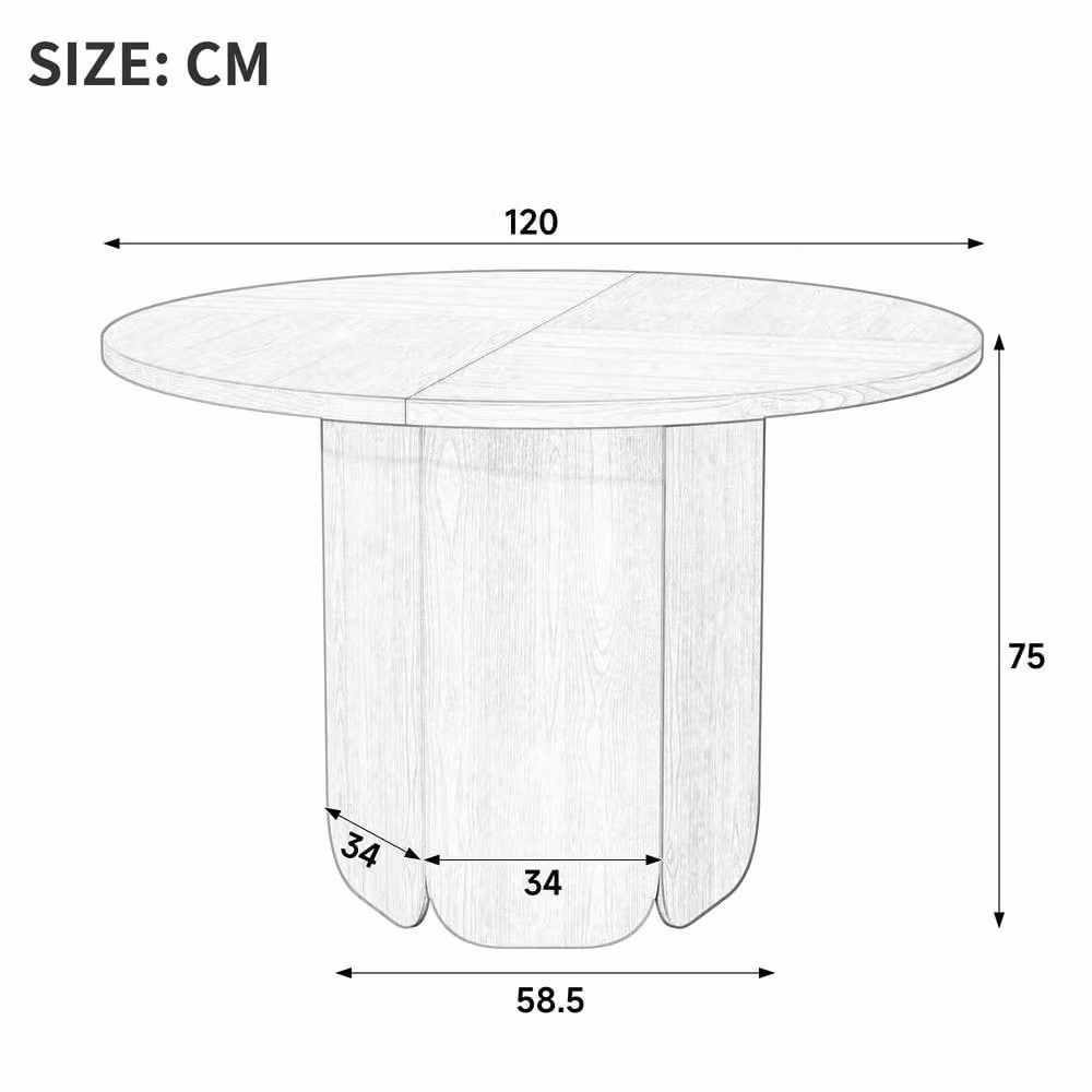 Merax Mid-Century Modern Round Wood Dining Table, Brown, Diameter: 120 cm, Height: 75 cm – 2