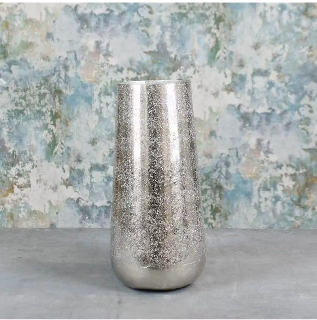 KDMD Mayfair Small Silver Metal Foyer Vase