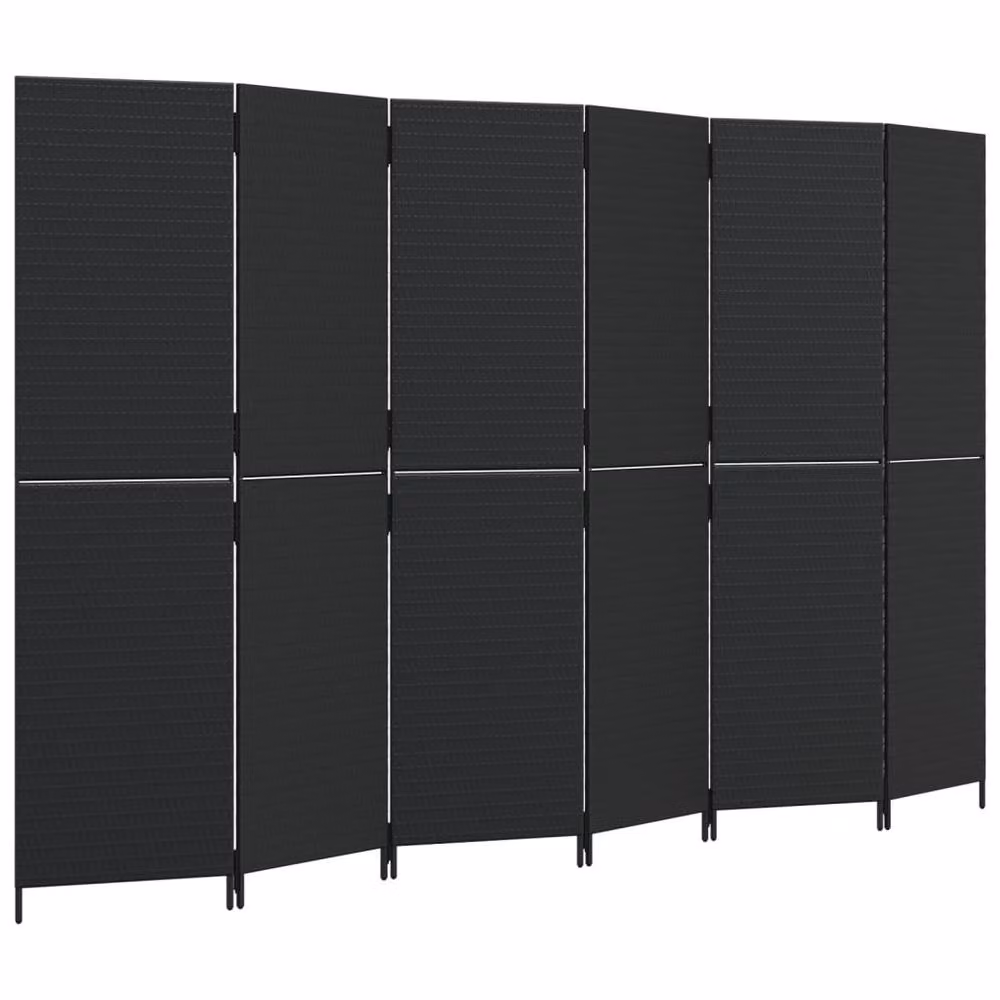 Berkfield Home 6 Panel Black Poly Rattan Room Divider – 3
