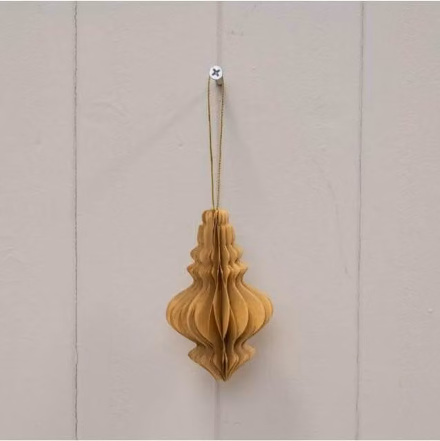 KDMD Set of 3 Brown Abstract Geometric Paper Hanging Bauble Pendants for Christmas
