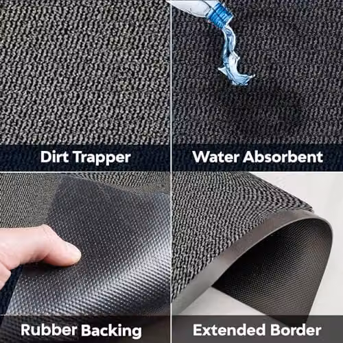 KAV Non-Slip Washable Dirt Trapper Door Mat, Grey and Black, W: 60 cm, D: 90 cm – 5