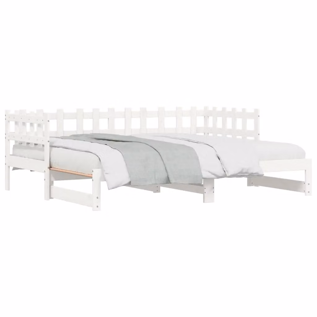 Berkfield Home White Pull-out Day Bed in Solid Pine Wood, W/D/H: 180 x 90 x 190 cm – 2