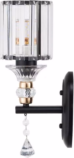 Living Star Modern Black and Transparent Crystal Wall Light Fixture