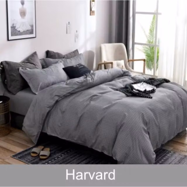 Ezysleep Harvard Checked Printed Duvet Set and Pillowcase in Grey, 230cm