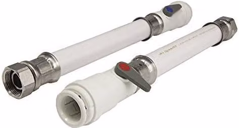 John Guest White PVC Hose and Service Valve Pack of 2, Length: 300 mm, Diameter: 15 mm, Connection: 1/2 inch