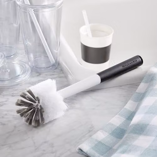 KitchenAid 2-Piece White Cleaning Brush Set with Scraper and Nylon Bristles