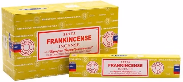 Satya Frankincense Incense Sticks, Set of 12 Packets, Spicy Oriental Scent, Yellow