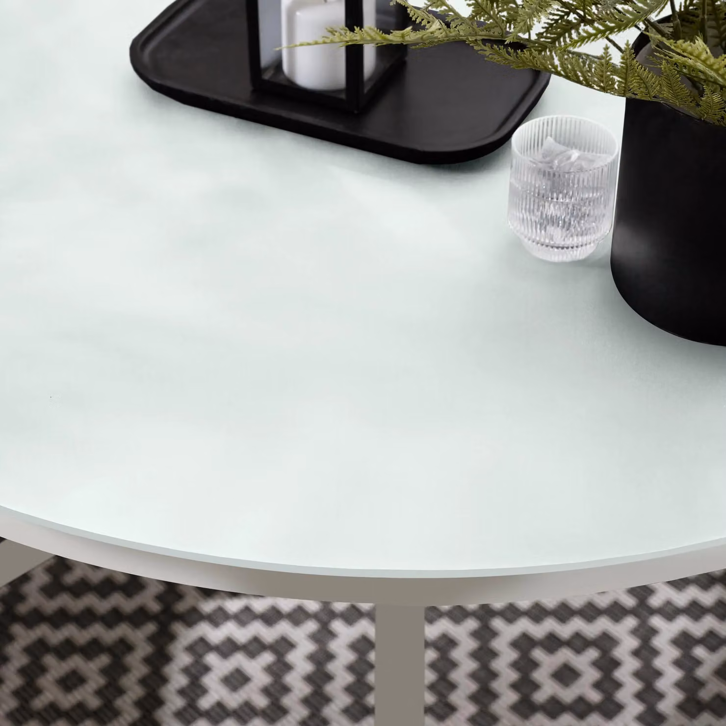 FurnitureboxUK Nanterre Round Outdoor Dining Table in Beige Metal and Glass – 2