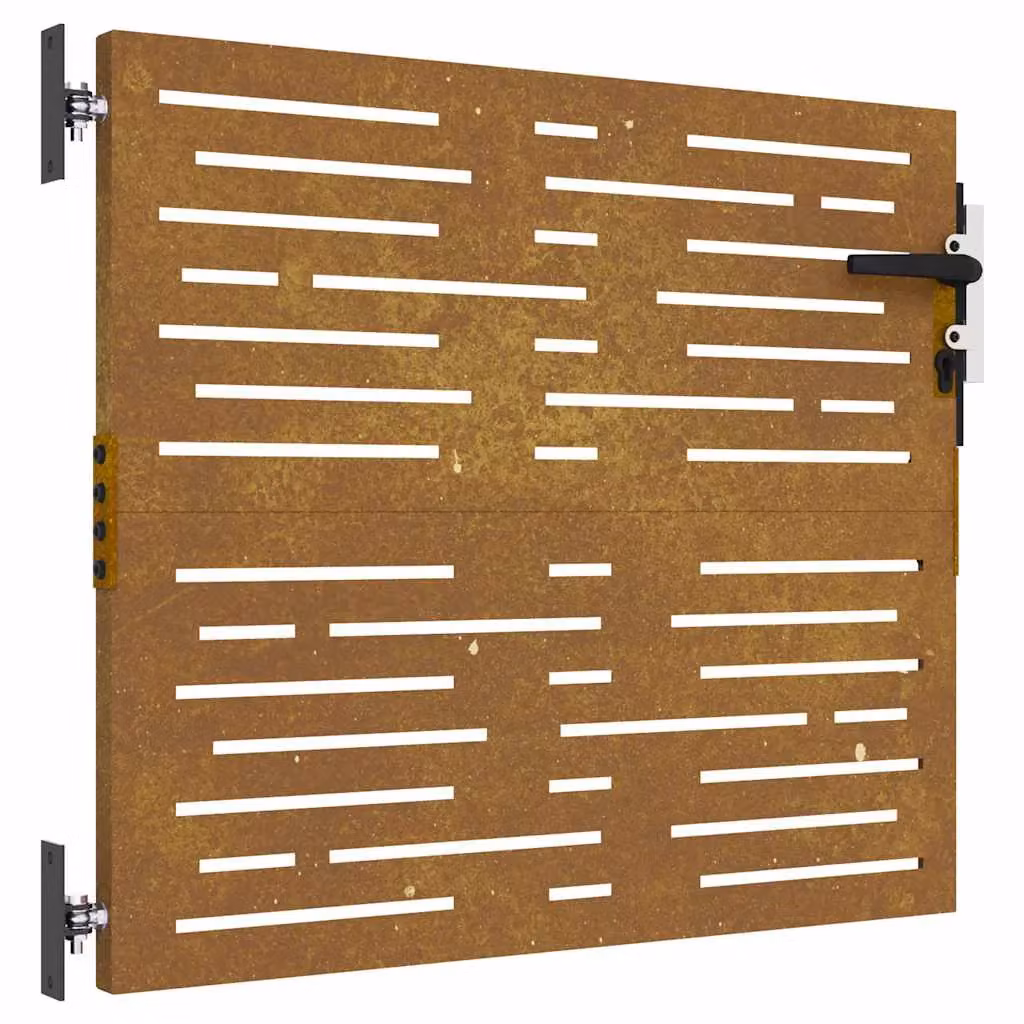 Berkfield Home Garden Gate in Brown Corten Steel with Square Design, W: 85 cm, H: 75 cm – 2