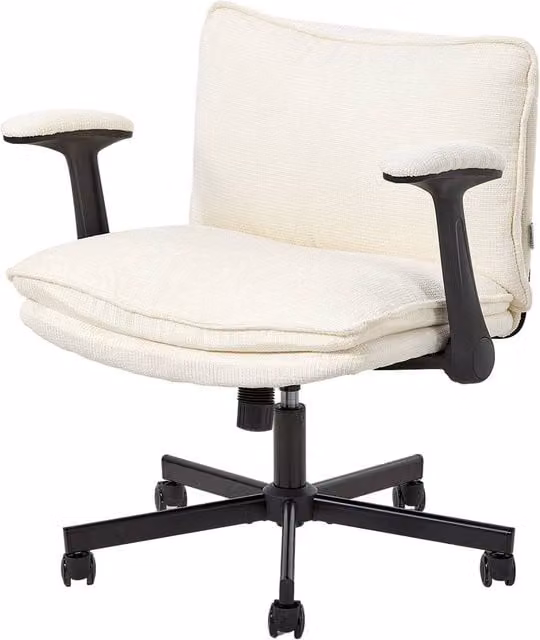 Living and Home Modern Chenille Upholstered Task Chair with Metal Cross Legs in Beige