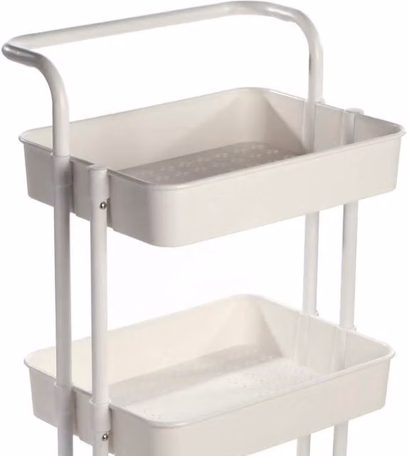 Maison & White 3 Tier Freestanding Metal Storage Trolley in Matt White