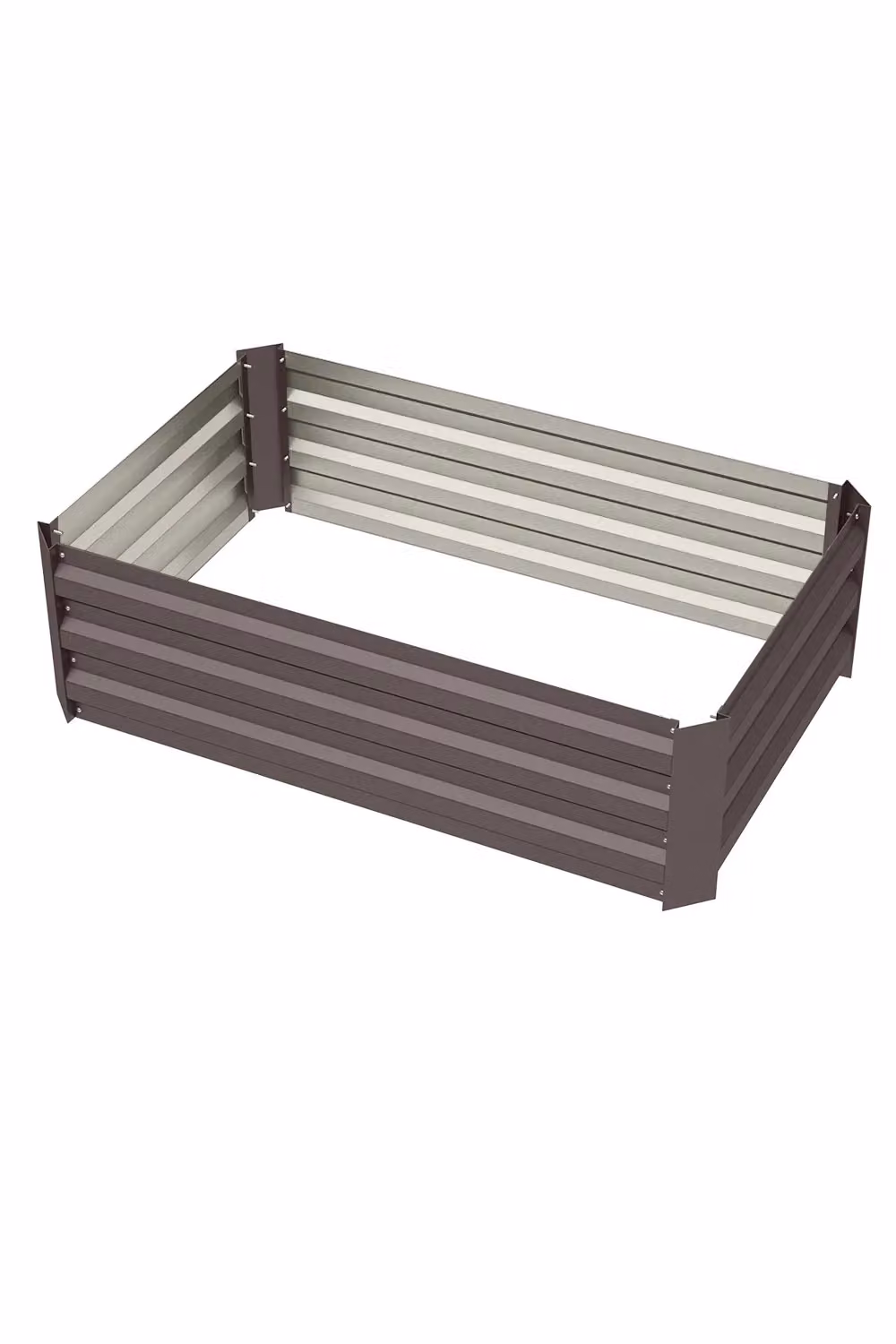 Living and Home Brown Galvanised Steel Raised Garden Bed Planter Box, W: 60 cm, D: 60 cm, H: 30 cm – 4