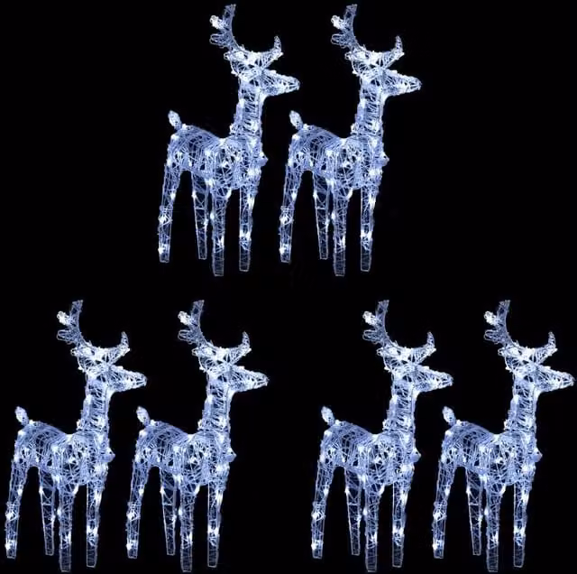 Berkfield Home Christmas Reindeer LED Garden Decorations, 6 Piece Set, Cool White, 240 LEDs, Acrylic – 1