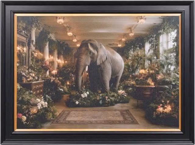 Art Kollector Botanical Elephant Framed Print in Black and Multicolour