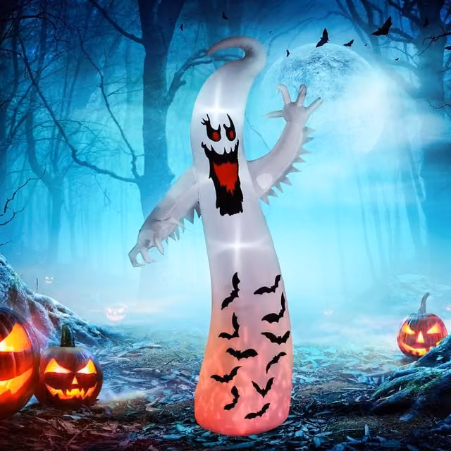 OUTSUNNY 11.8ft Halloween Inflatable Spooky Ghost Garden Decoration in White – 1