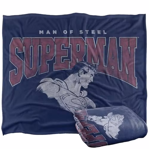 Warner Bros. Superman Super College Silky Touch Super Soft Fleece Throw Blanket, Multicolour, W/D/H: 152.0 x 127.0 x 127.0 cm
