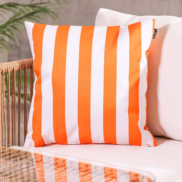 ICON Orange Deck Stripe Double Sided Square Cushion, W/D/H: 43 x 43 x 43 cm