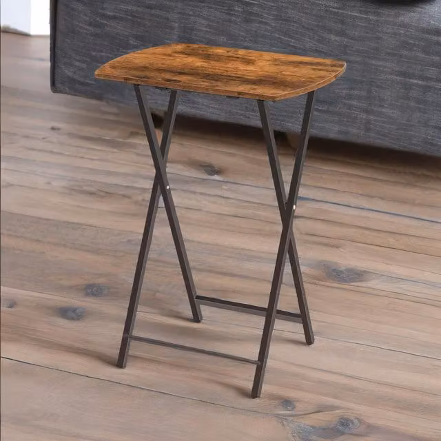 Rafaelo Mobilia Brown Folding Tray Table with Wood Top and Four Legs, W/D/H: 66 x 36 x 36 cm
