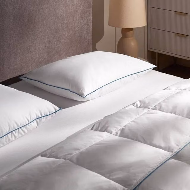 Wyld Haus White Duck Feather and Down Pillow with Cotton Casing, Medium Support, W/D/H: 40 x 60 cm – 1