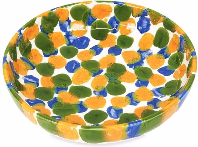 Verano Spanish Ceramics Petalo Hand Painted Ceramic Shallow Serving Bowl, Blue, Diameter: 23 cm – 1