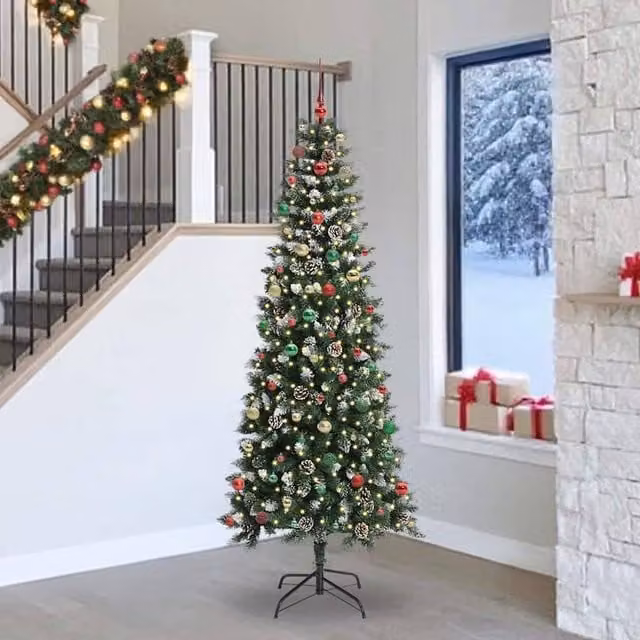 Berkfield Home Artificial Christmas Tree with 300 LEDs, Green, W/D/H: 96 x 96 x 240 cm – 1