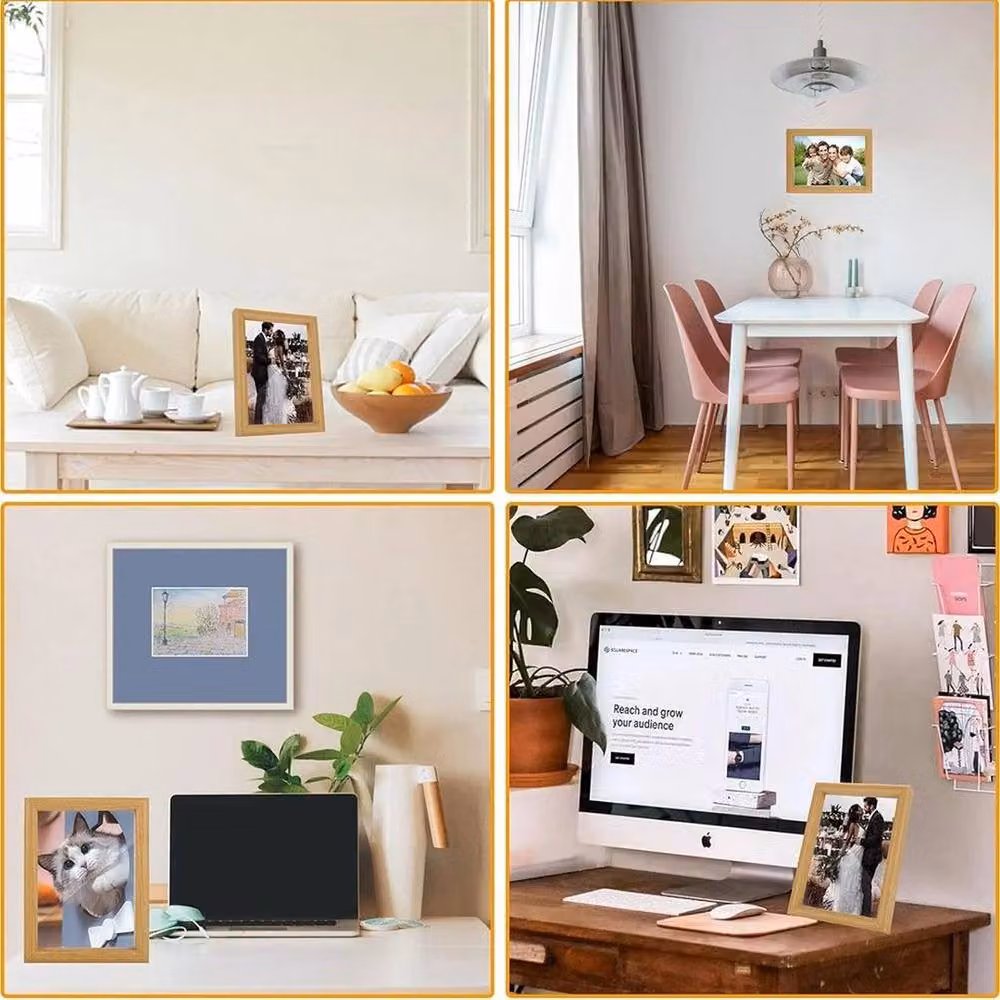 NESTLUNE Pack of 10 Wood Picture Frames in Beige, Wall Mounted, Rectangular, 10 x 15 cm – 3
