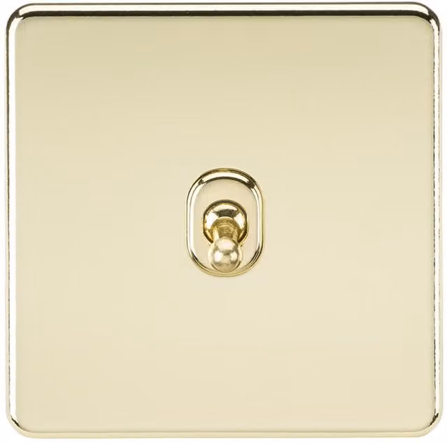 Knightsbridge SF1TOGPB Screwless 10AX 1G 2-Way Toggle Switch in Polished Brass