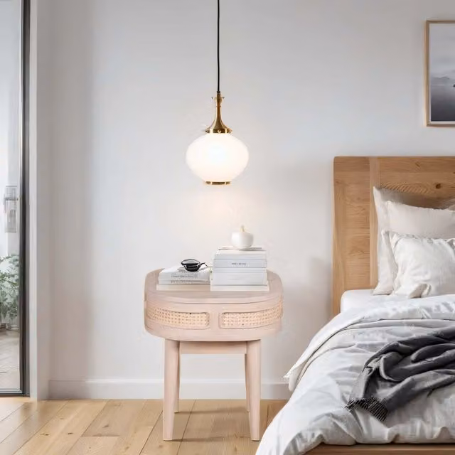 IH Design Mango Wood Bedside Table in Natural Brown