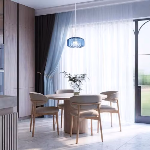 Happy Homewares Contemporary Midnight Blue Ribbed Glass Cylinder Pendant Lamp Shade W/D/H: 13 x 20 x 20 cm – 2