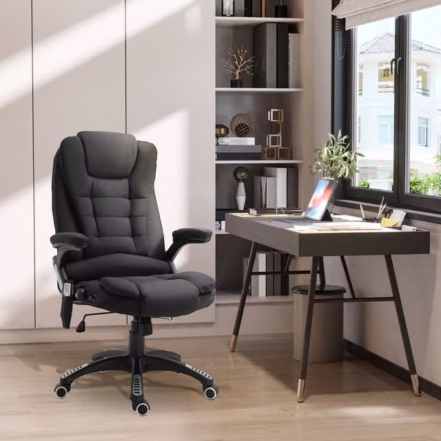 Vinsetto Heated Fabric Executive Massage Office Chair in Black