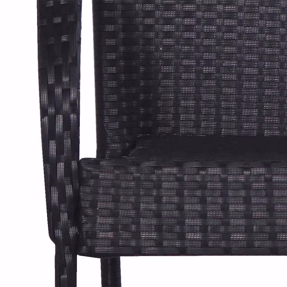 Berkfield Home Set of 6 Stackable Black Poly Rattan Outdoor Chairs with Armrests – 6