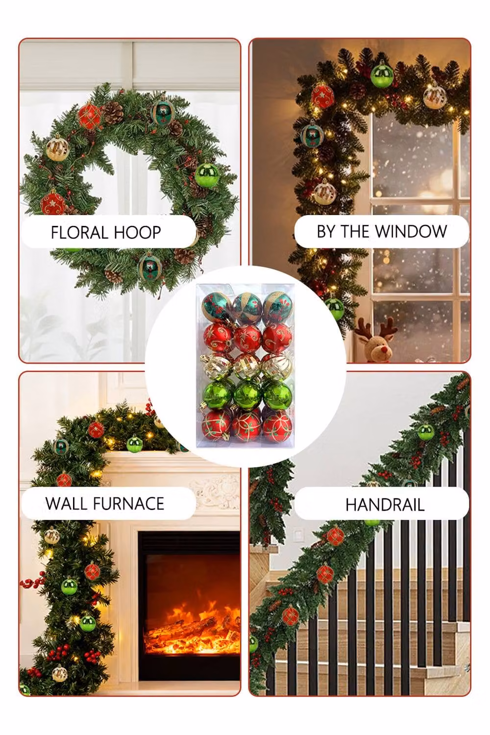 Living and Home 30-Piece Multicolour Christmas Bauble Ornament Set with Geometric Star and Abstract Designs – 3