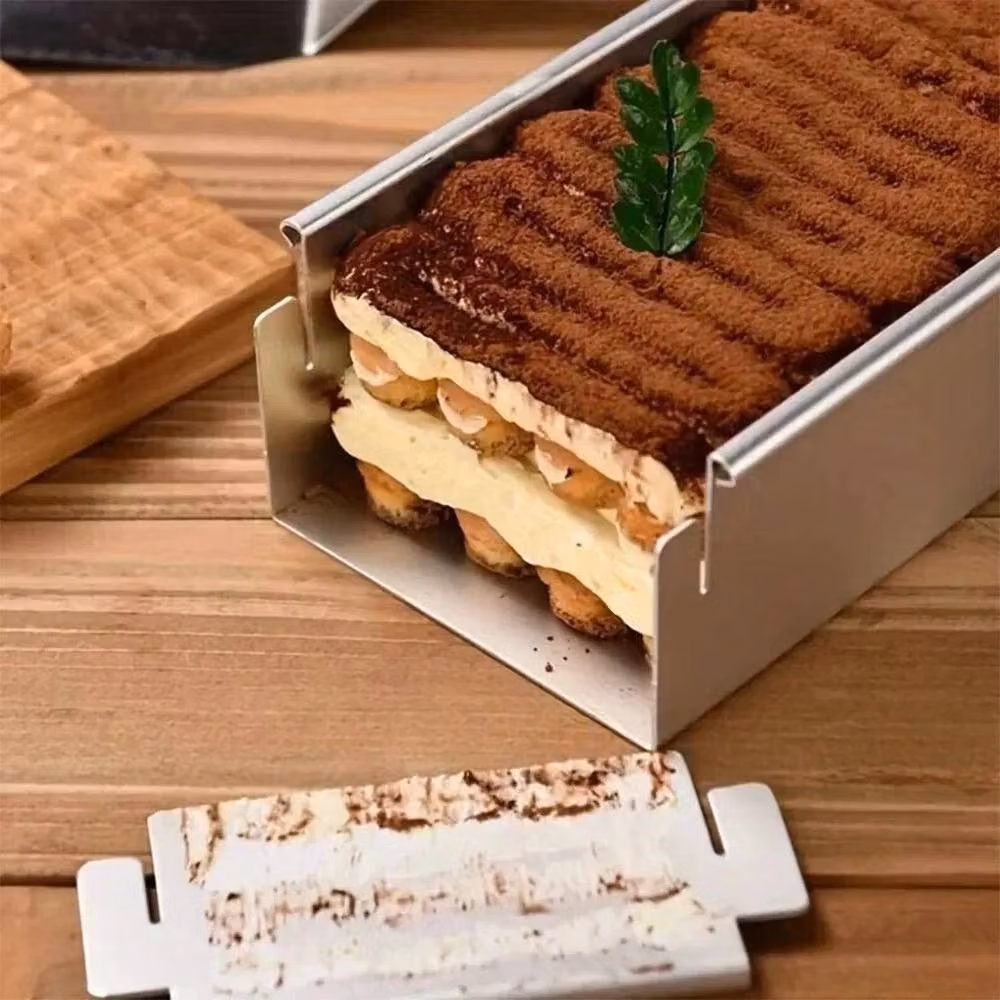 Pawnora Silver Stainless Steel Rectangular Loaf Cake Pan and Mousse Mould with Loose Base, Width: 40 cm – 3