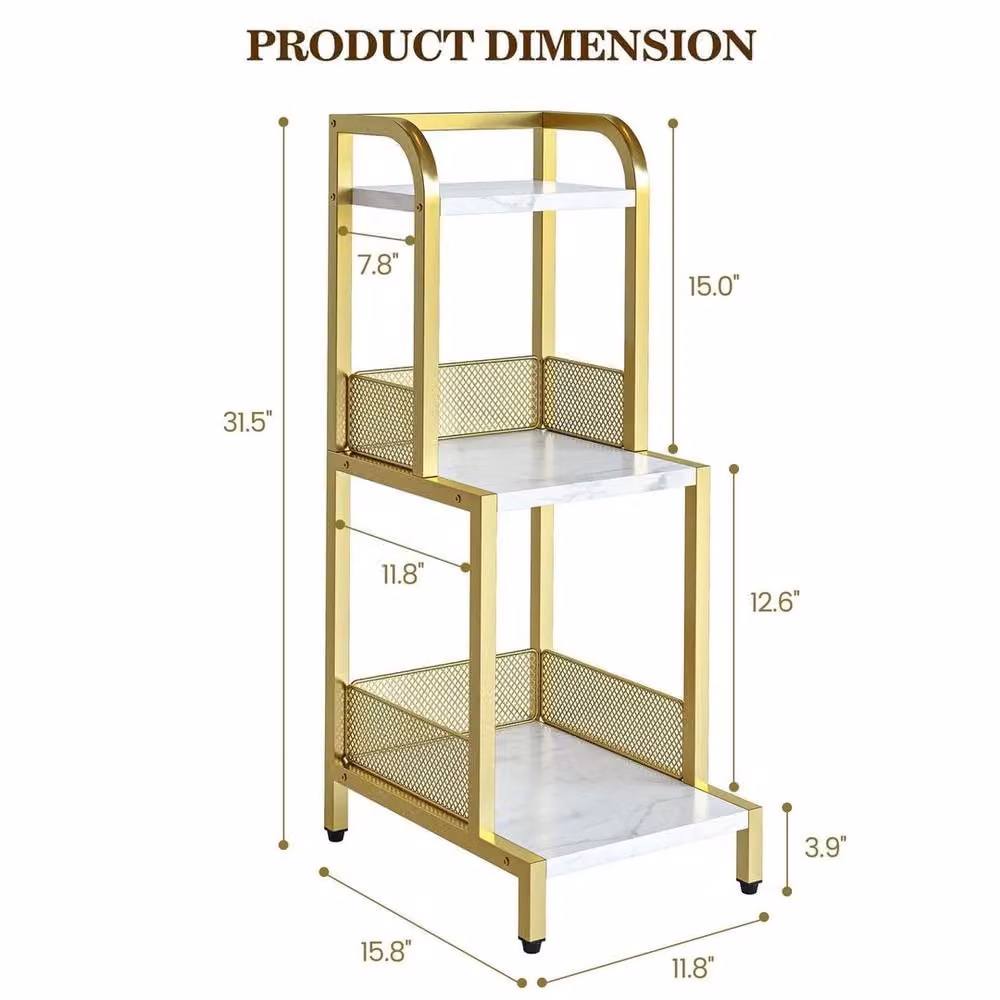 SPETLEK 3-Tier Metal Ladder Shelf in Matt Gold – 2