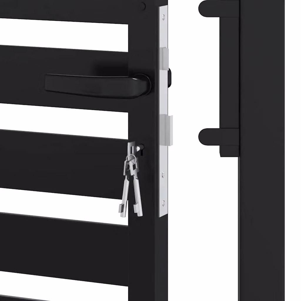 Berkfield Home Lockable Aluminium Garden Gate in Black, W: 100 cm, H: 200 cm – 4