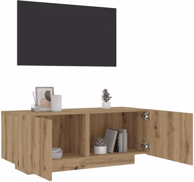 Berkfield Home Artisan Oak TV Cabinet in Brown, W/D/H: 100 x 35 x 40 cm
