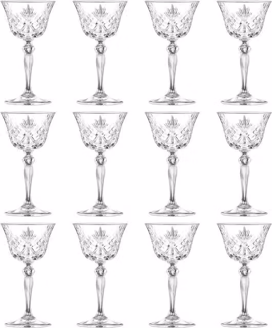 RCR Transparent Geometric Champagne Flutes, Set of 6