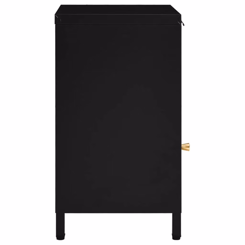 Berkfield Home Modern Black Nightstand in Metal and Glass, W/D/H: 40 x 30 x 54.5 cm – 3