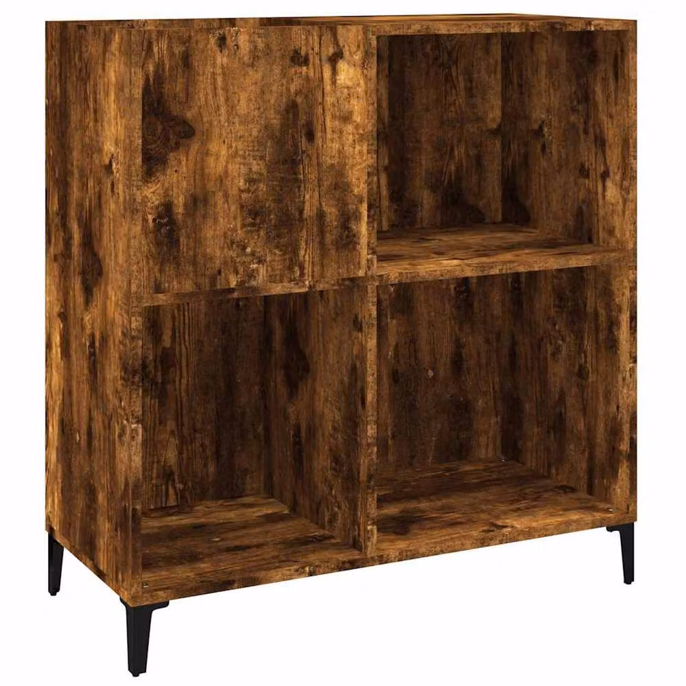 Berkfield Home Record Cabinet in Smoked Oak Brown, W: 84.5 cm, D: 38 cm, H: 89 cm – 2
