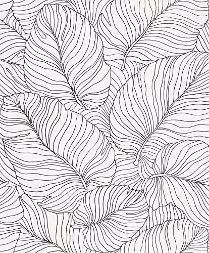 Grandeco Isa Banana Leaf Wallpaper in Black and White