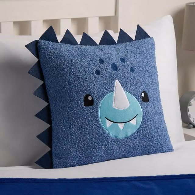 OHS Kids Dino Blue Boucle Square Scatter Cushion