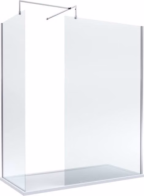 Balterley Walk-In Wetroom Bundle with Rectangular Tray and Fixed Glass, Silver and Transparent, W: 1700 mm, D: 800 mm – 1
