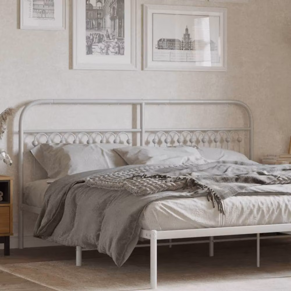 Berkfield Home Classic Metal Headboard in White, 180 cm – 2