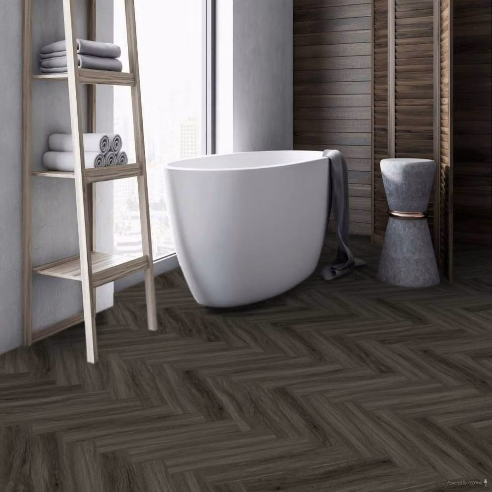 FirmfitORH Luxury Wood Effect Herringbone Click Lock Vinyl Flooring, Dark Grey, 5mm – 4