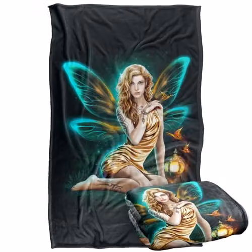 JQ Licensing En Pixy Girl Fairy Super Soft Fluffy Fleece Throw Blanket, Multicolour, W: 91 cm, D: 147 cm