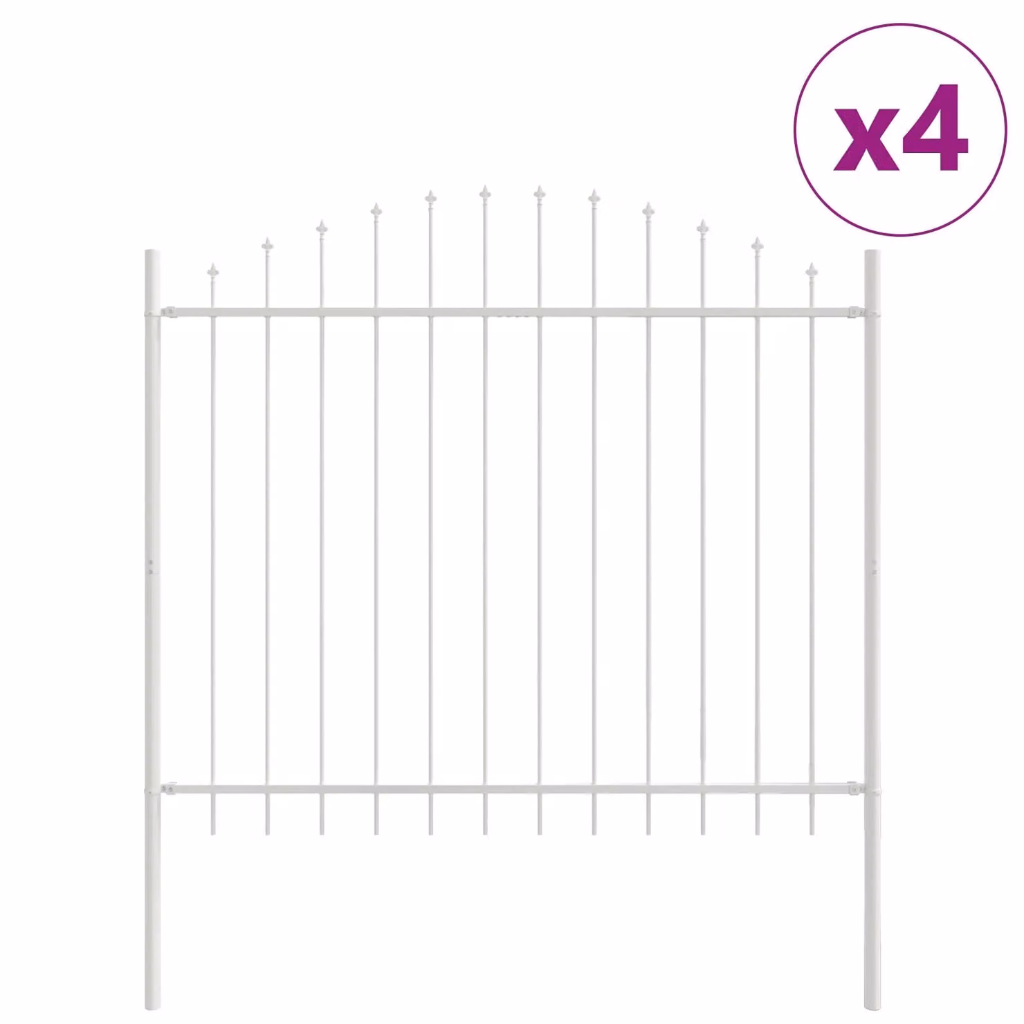 Berkfield White Steel Hoop Top Garden Fence, W: 6.8 m, H: 1.25 m – 2
