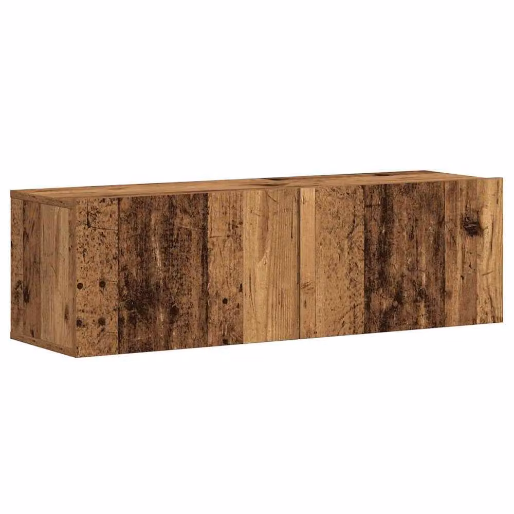 Berkfield Home Modern Wall Mounted TV Cabinet Set of 3 in Brown Old Wood Finish – 3