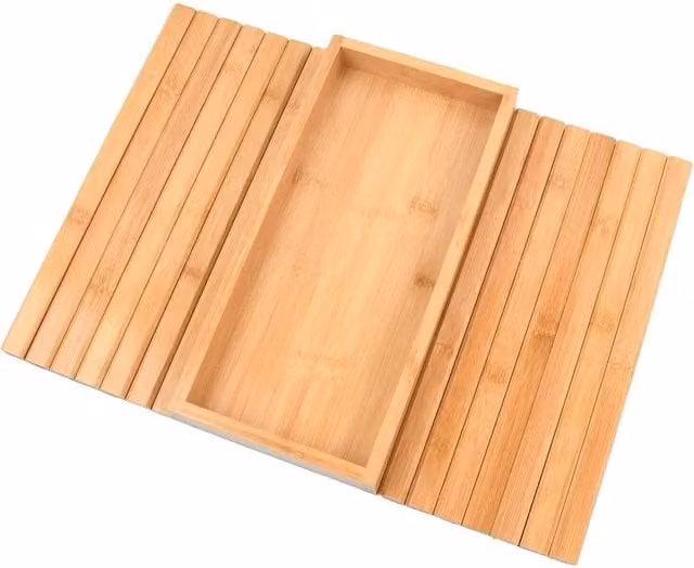 KORVIXA Bamboo Arm Rest Organiser Tray in Brown