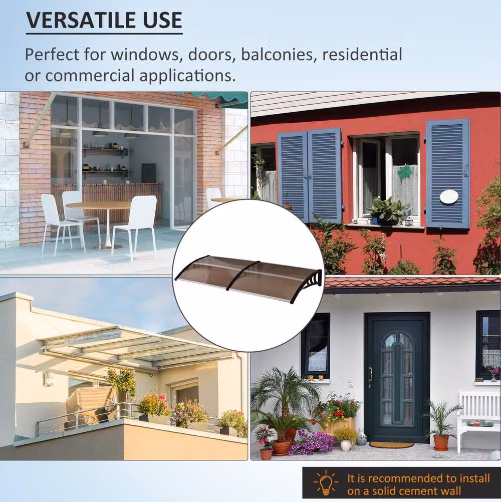 STILVORA Curved Door Awning in Brown, Width: 195 cm – 5